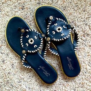 ❄️ Sale! Firenze Navy & Gold Italian Summer Sandals. “Amanda” Style  Size 6